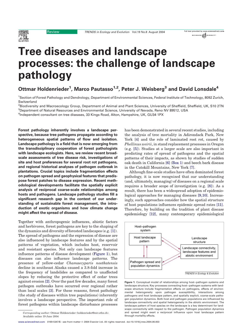 Tree Diseases and Landscape Processes: the Challenge of Landscape Pathology