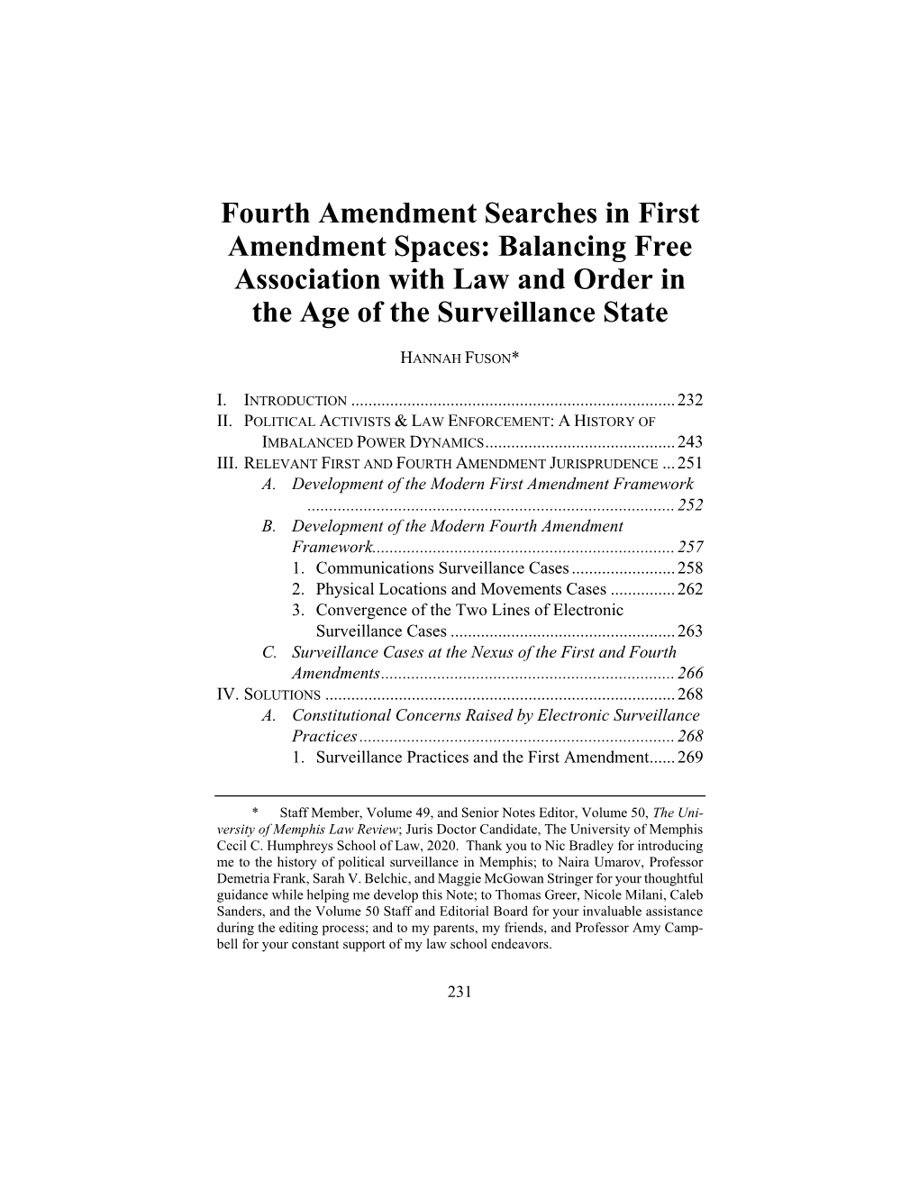 Fourth Amendment Searches in First Amendment Spaces: Balancing Free Association with Law and Order in the Age of the Surveillance State