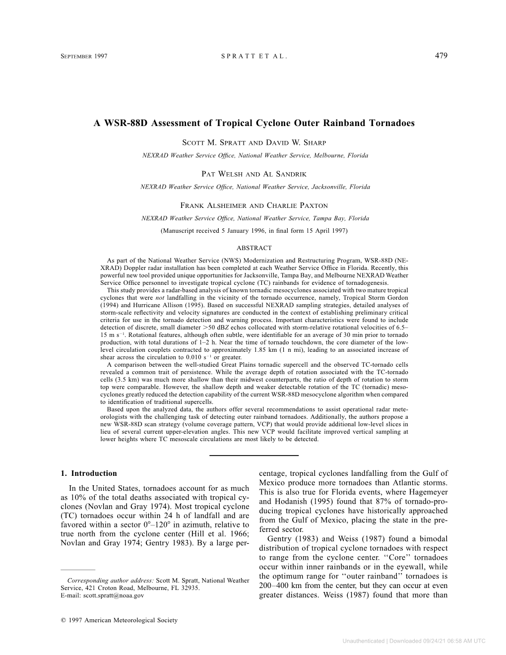 A WSR-88D Assessment of Tropical Cyclone Outer Rainband Tornadoes