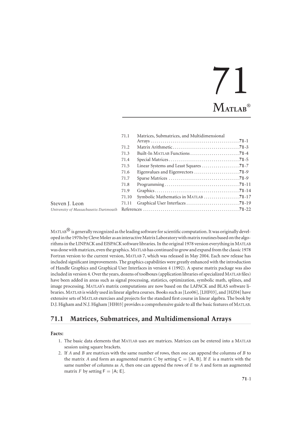 71.1 Matrices, Submatrices, and Multidimensional Arrays