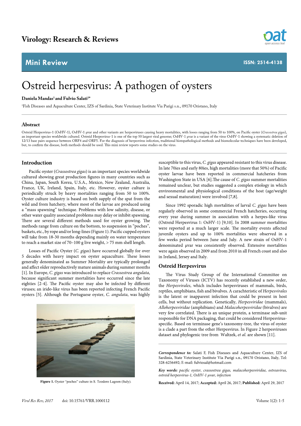 Ostreid Herpesvirus: a Pathogen of Oysters