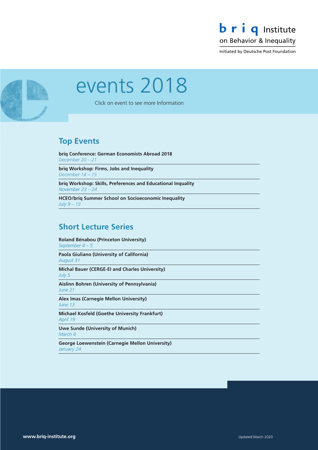 Events 2018 Click on Event to See More Information