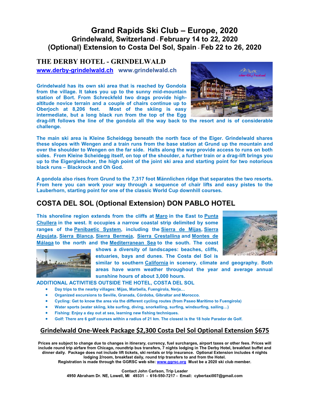 2020 Grindelwald Costa Del Sol Flyer