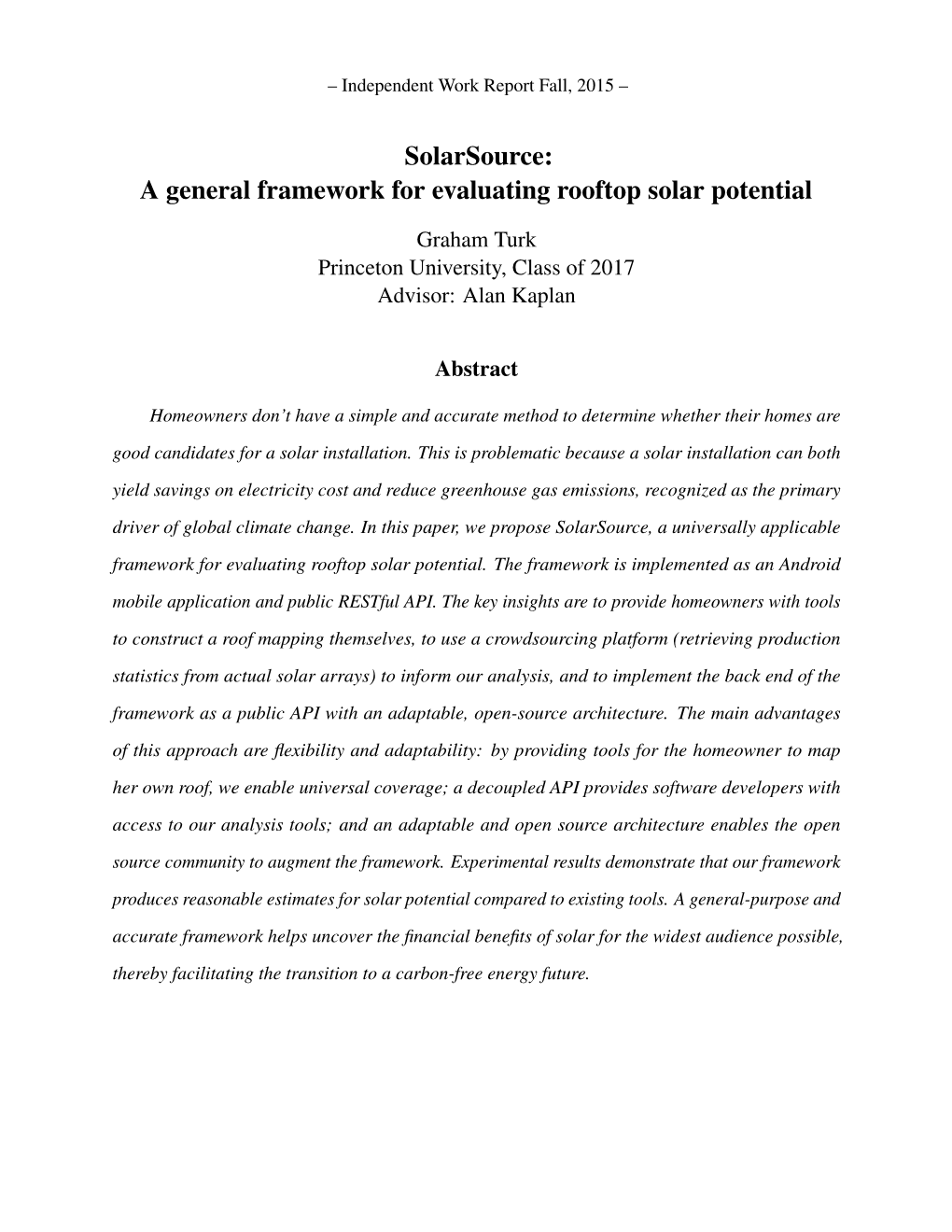 Solarsource: a General Framework for Evaluating Rooftop Solar Potential