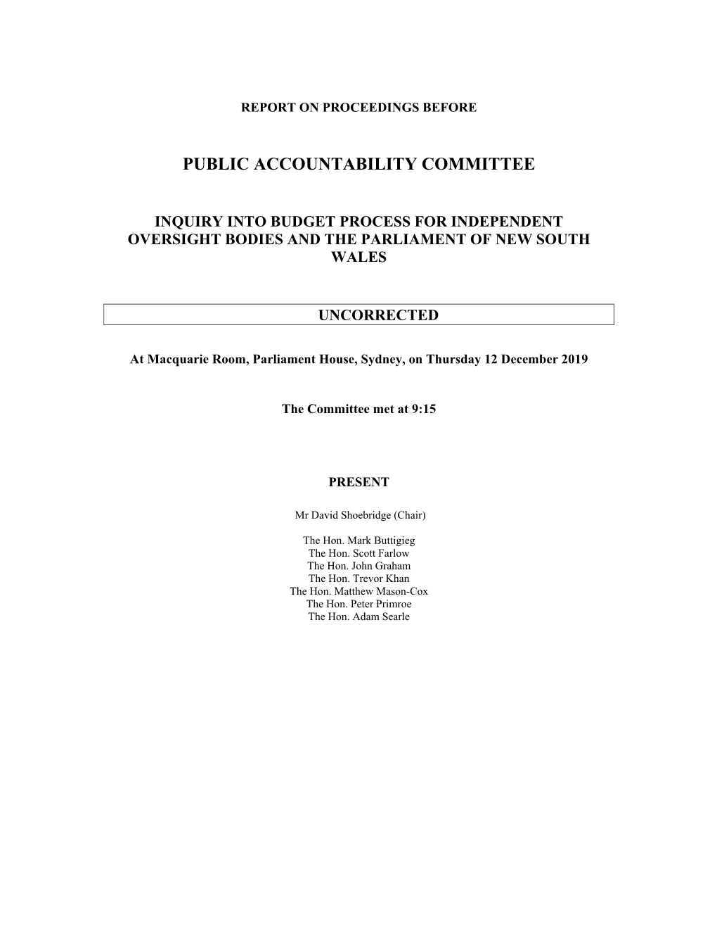 Public Accountability Committee