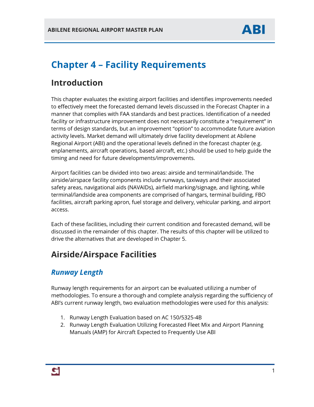 Chapter 4 – Facility Requirements