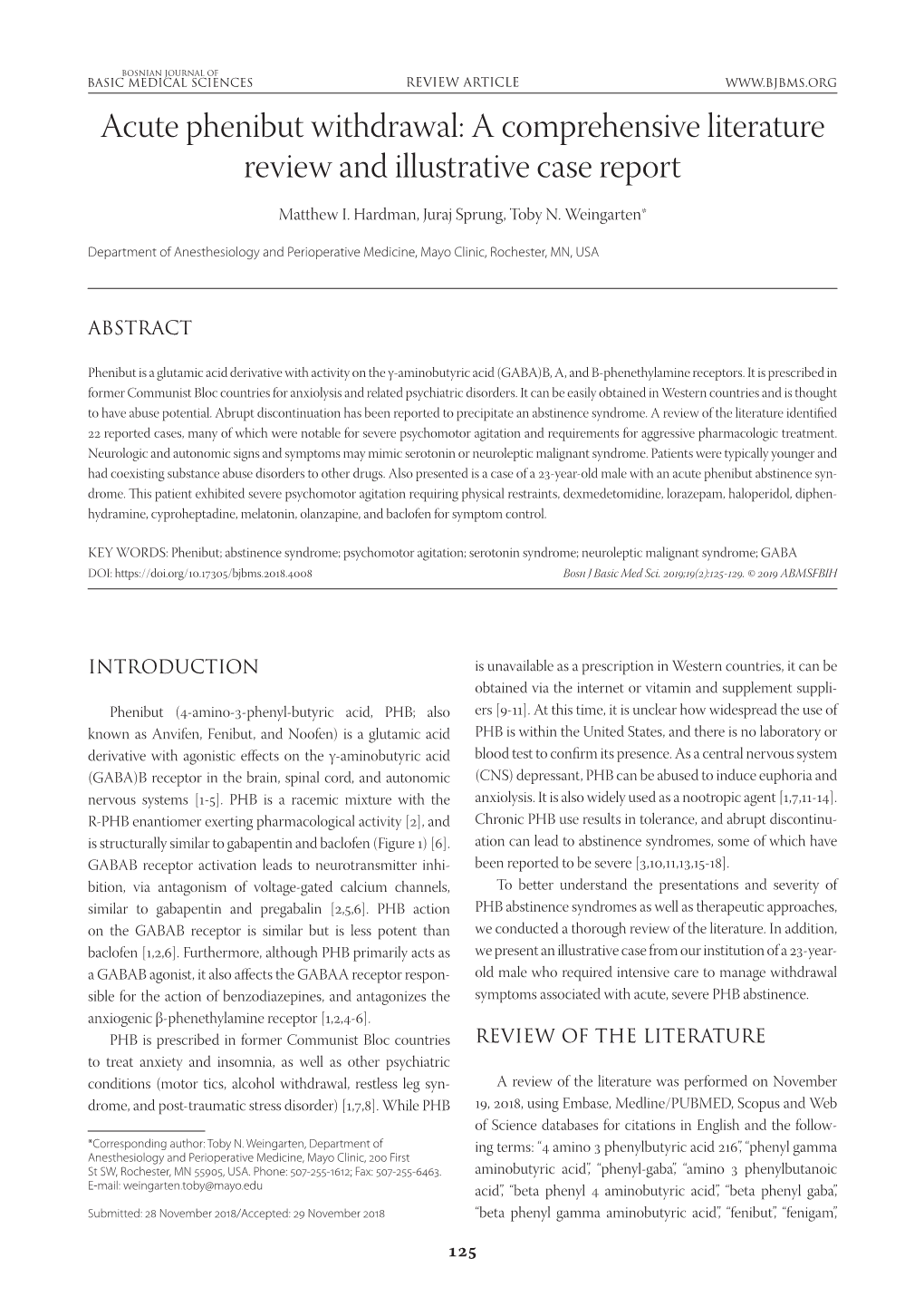 Acute Phenibut Withdrawal: a Comprehensive Literature Review and Illustrative Case Report