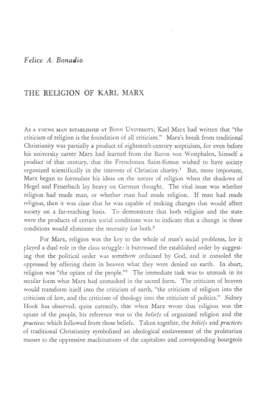 The Religion of Karl Marx