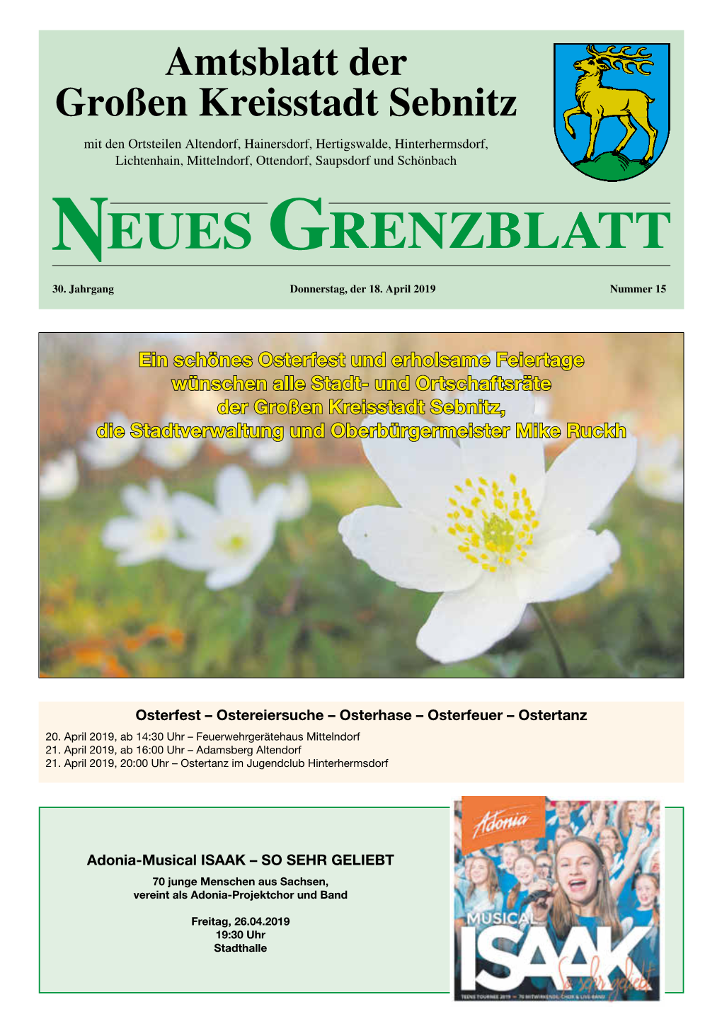 Neues Grenzblatt Nr. 15 Vom 18.04.2019