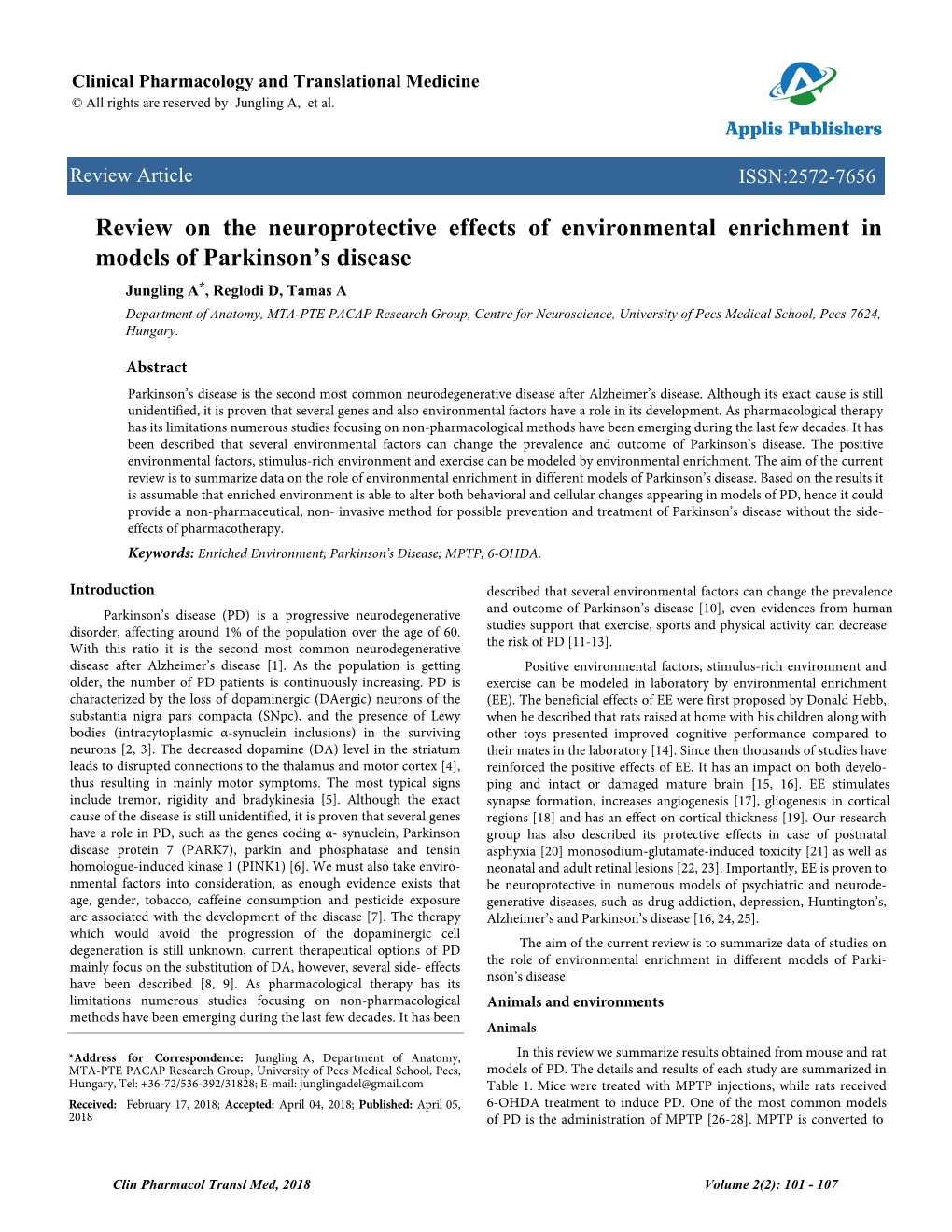 Review on the Neuroprotective Effects of Environmental Enrichment In