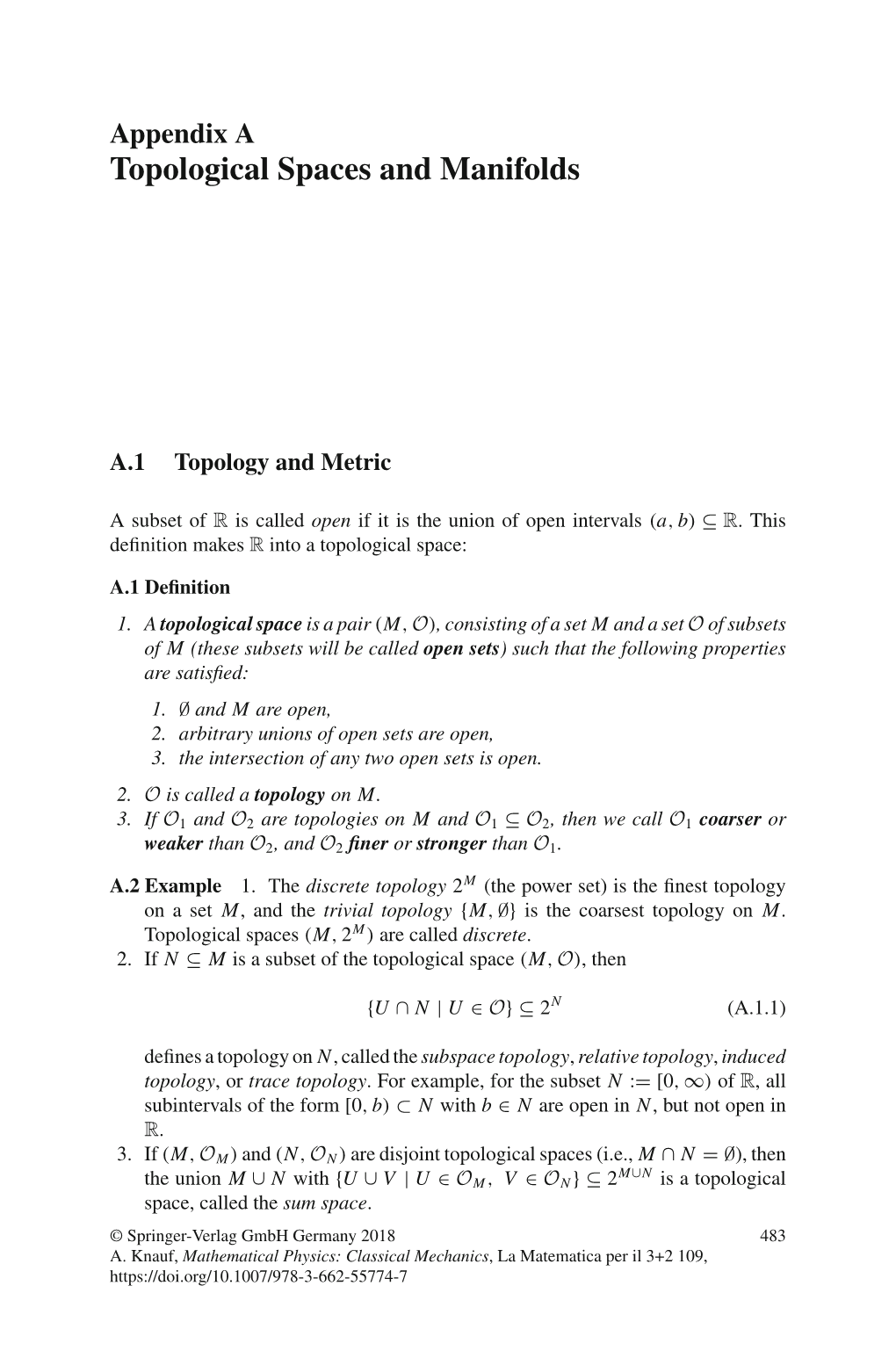 Topological Spaces and Manifolds