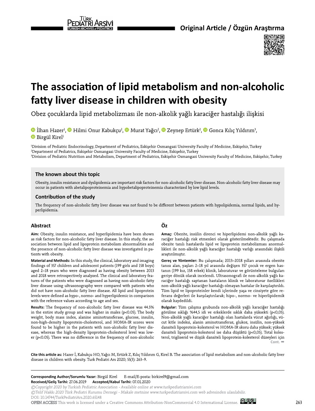 The Association of Lipid Metabolism and Non-Alcoholic Fatty Liver Disease