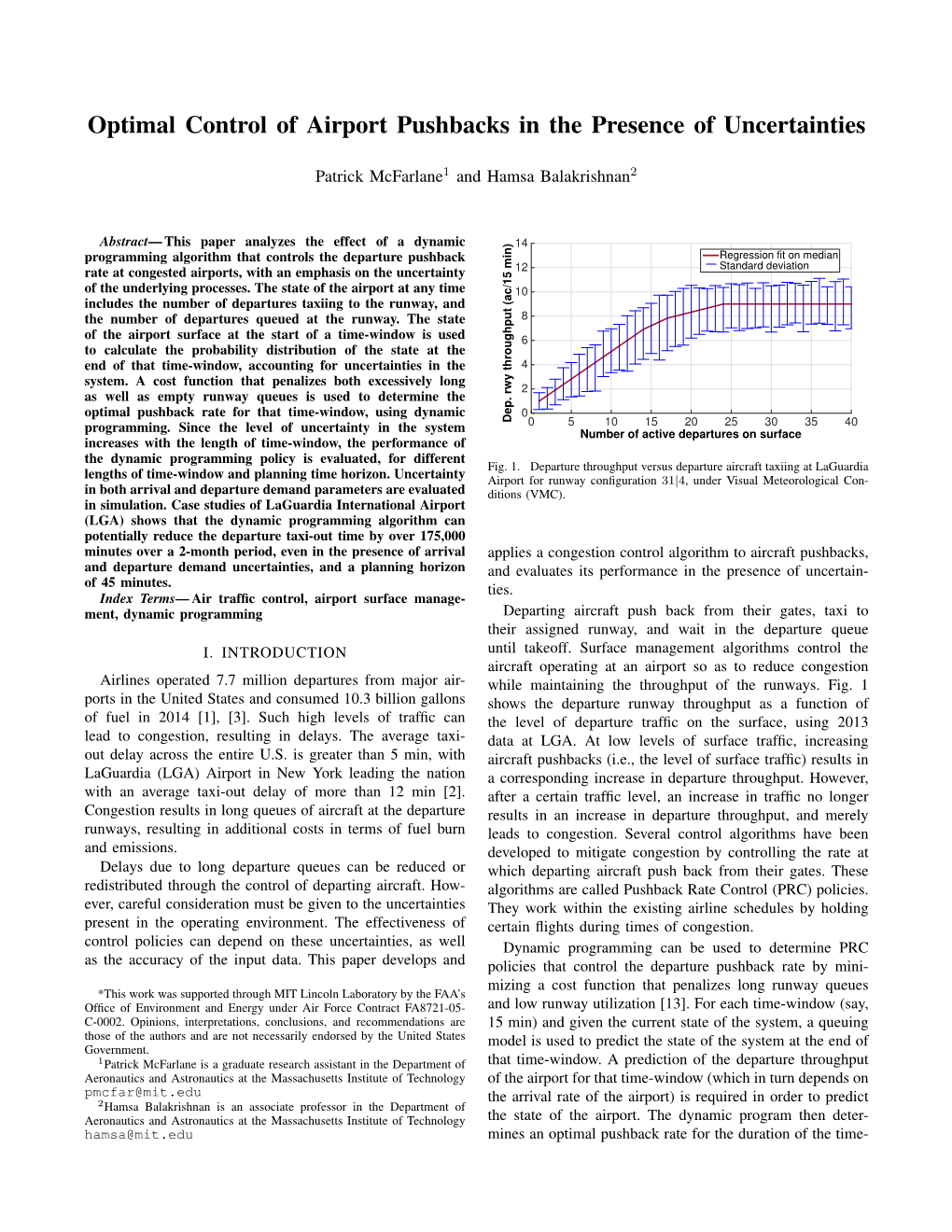 Optimal Control of Airport Pushbacks in the Presence of Uncertainties