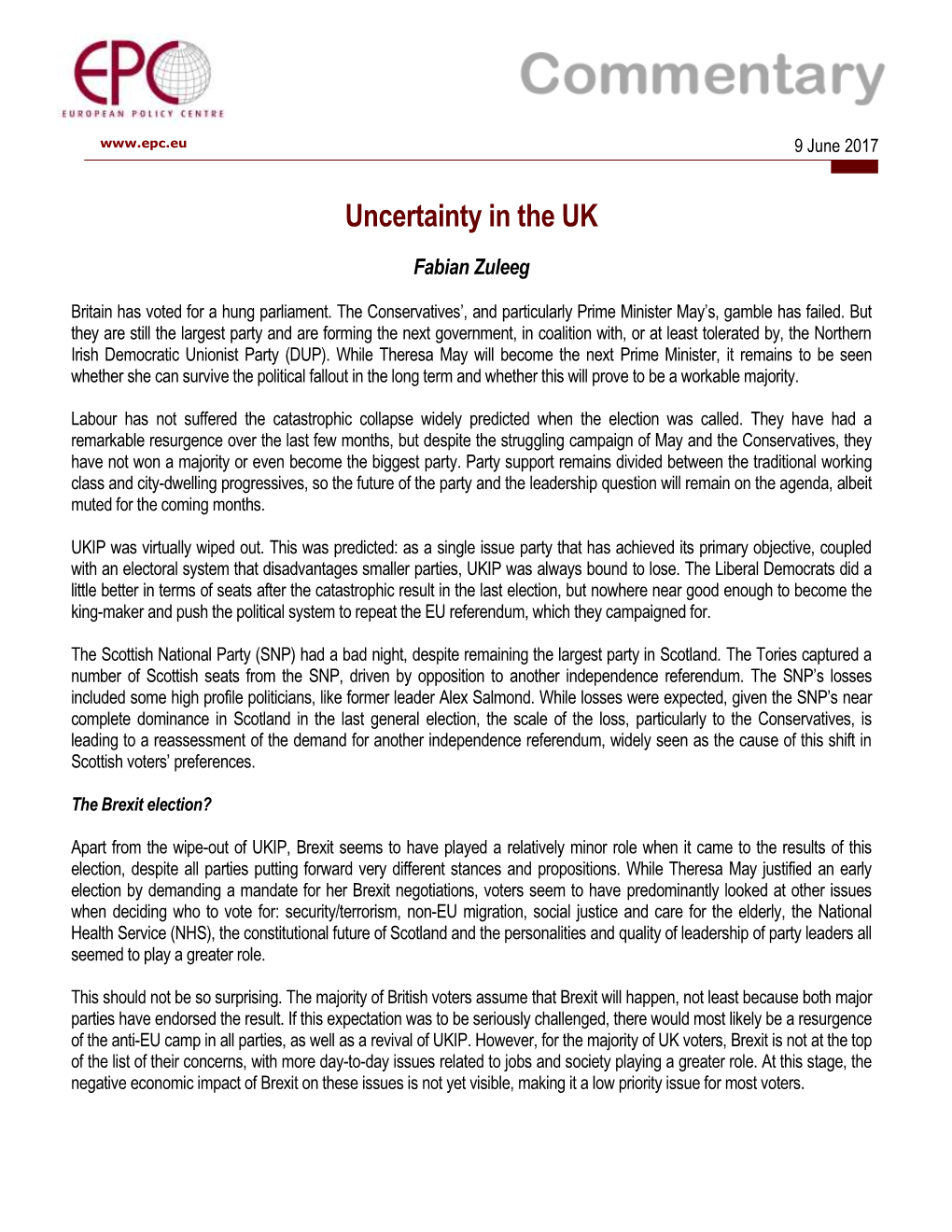 Uncertainty in the UK