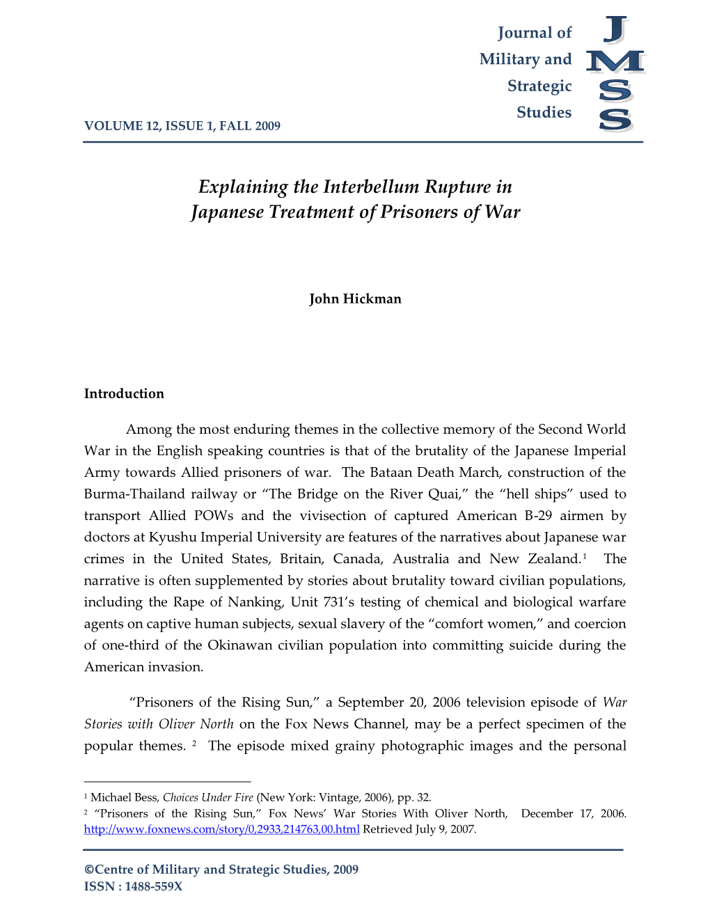 Explaining the Interbellum Rupture in Japanese Treatment of Prisoners of War