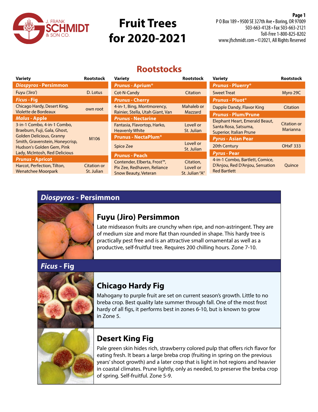 Fruit Trees for 2020-2021