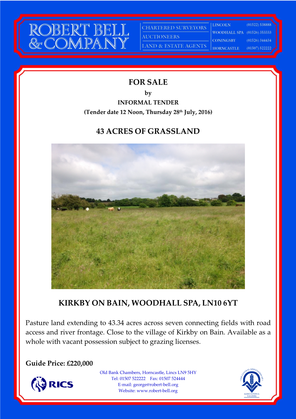 For Sale 43 Acres of Grassland Kirkby on Bain