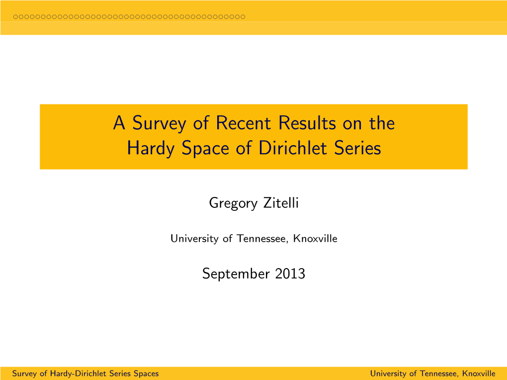 A Survey of Recent Results on the Hardy Space of Dirichlet Series