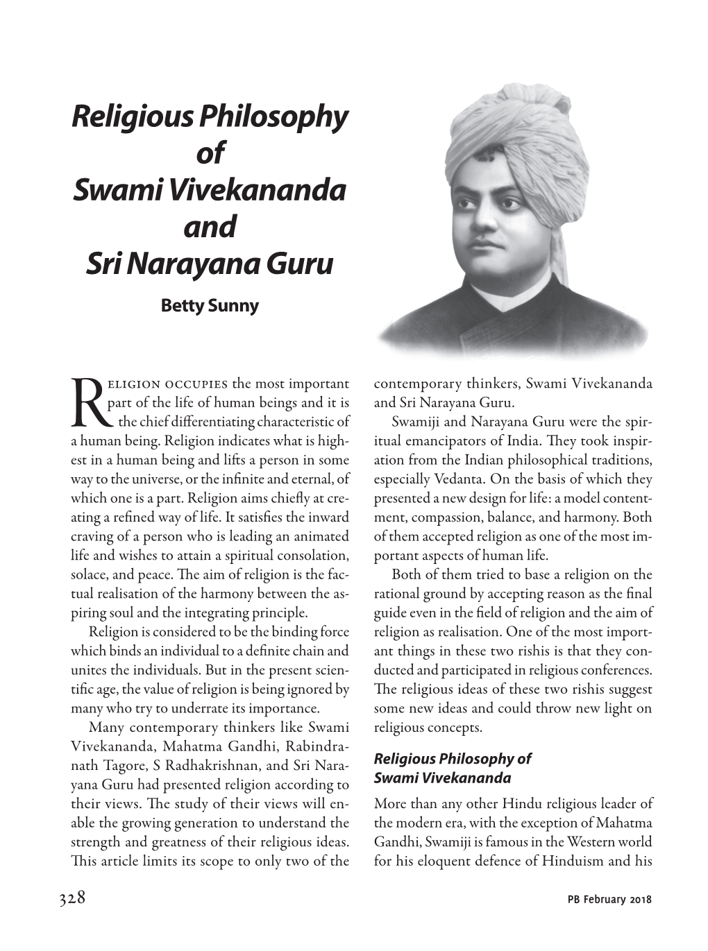 Religious Philosophy of Swami Vivekananda and Sri Narayana Guru Betty Sunny