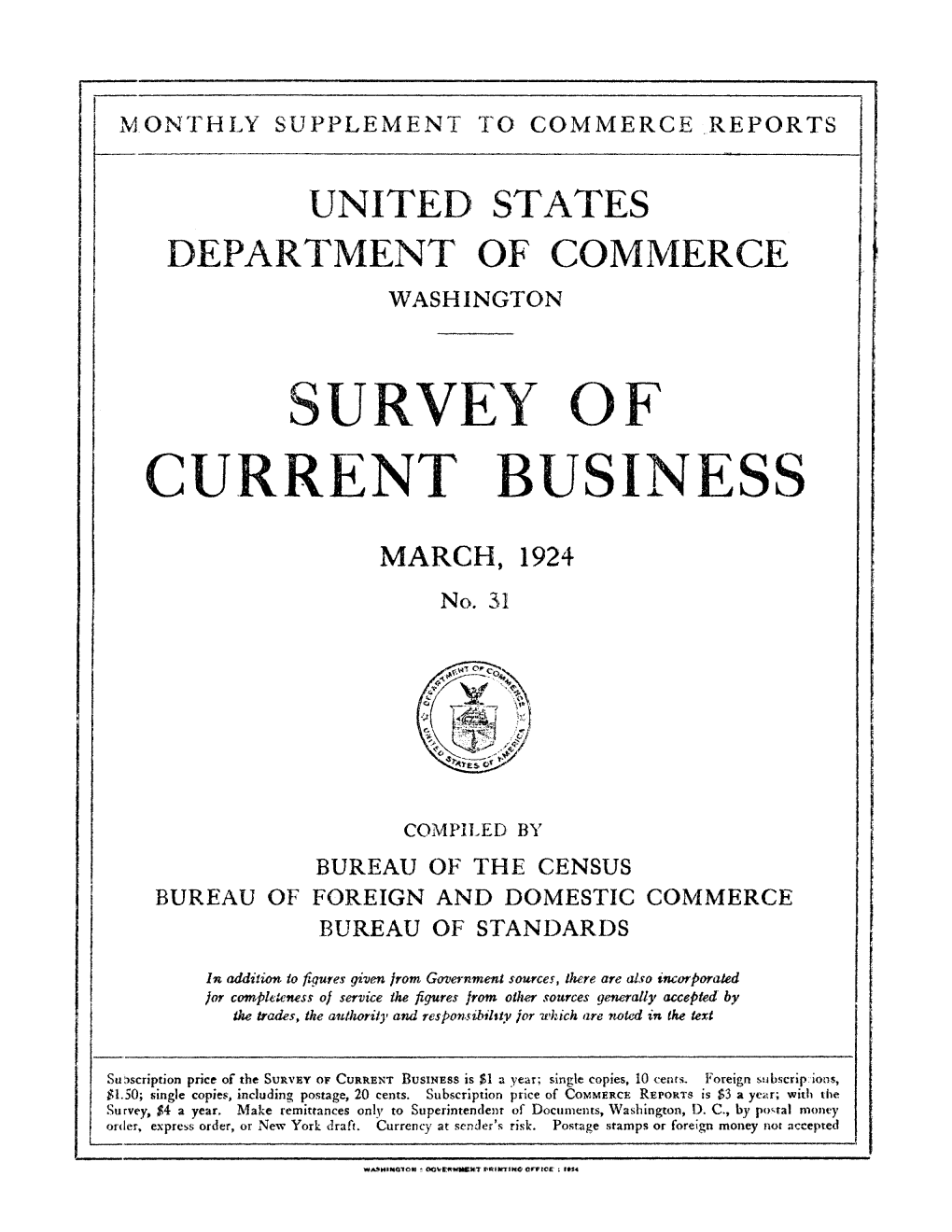 Survey of Current Business March 1924