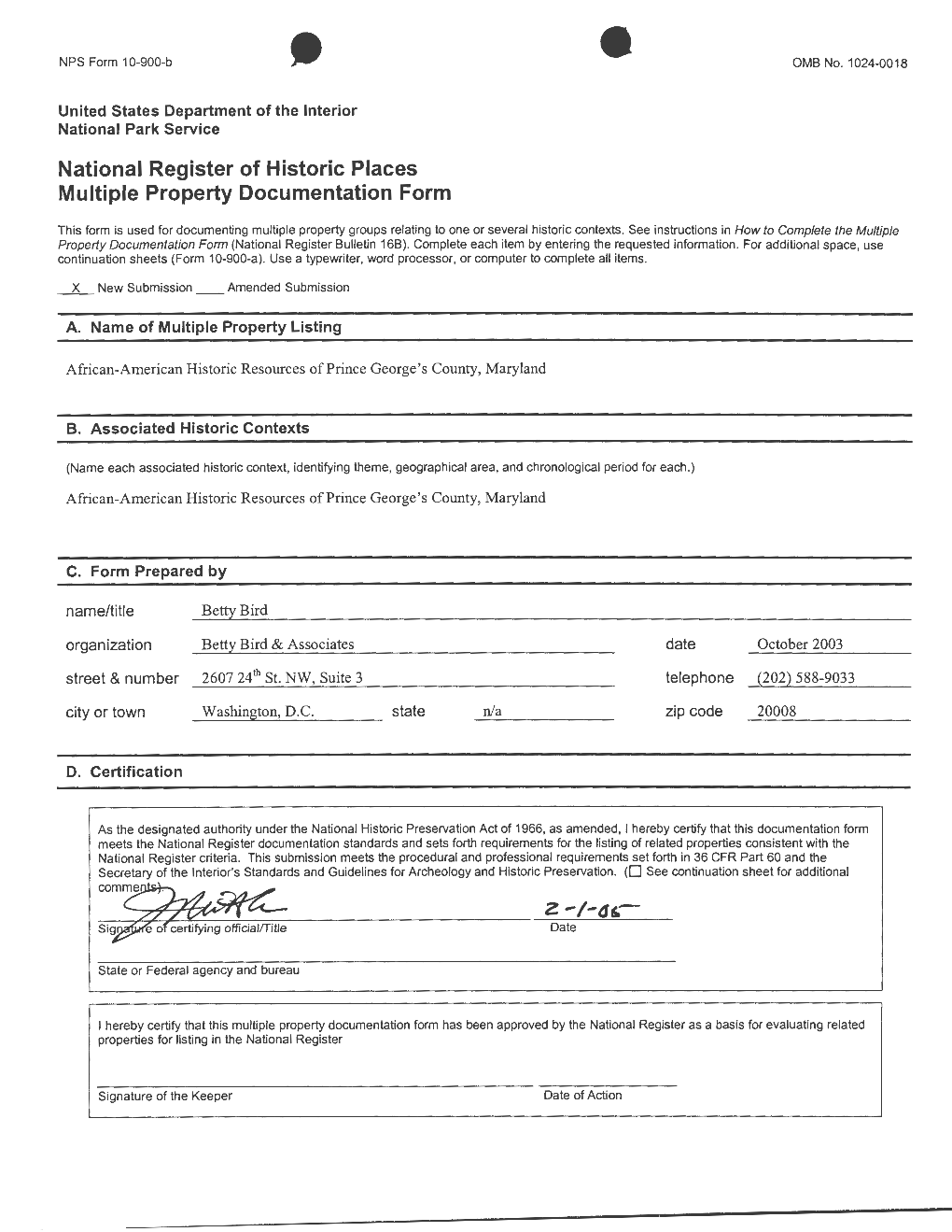 National Register of Historic Places Multiple Property Documentation Form