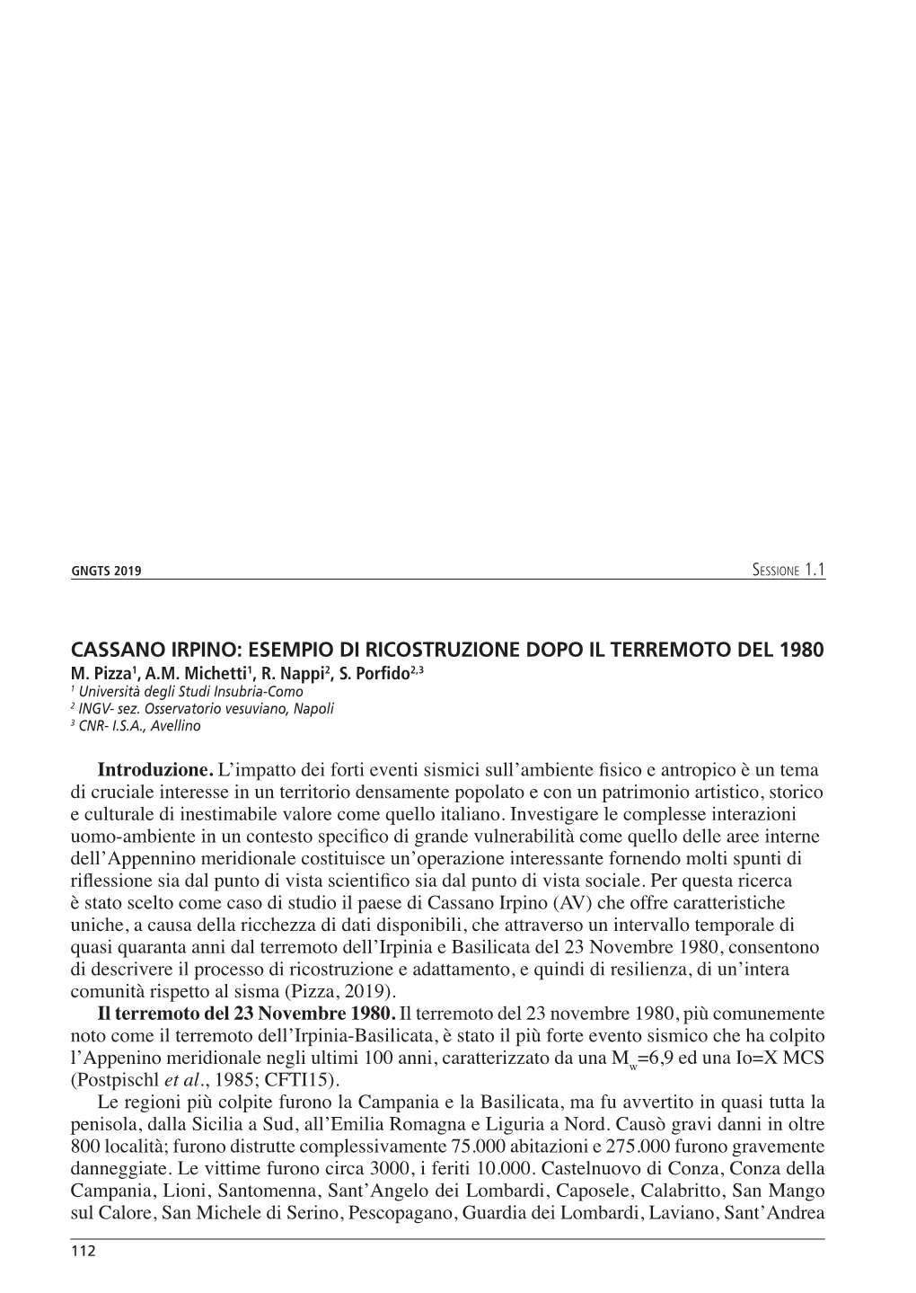 Cassano Irpino: Esempio Di Ricostruzione Dopo Il Terremoto Del 1980 M