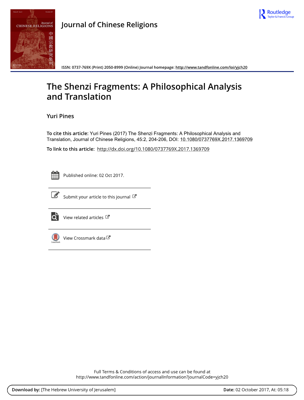 The Shenzi Fragments: a Philosophical Analysis and Translation