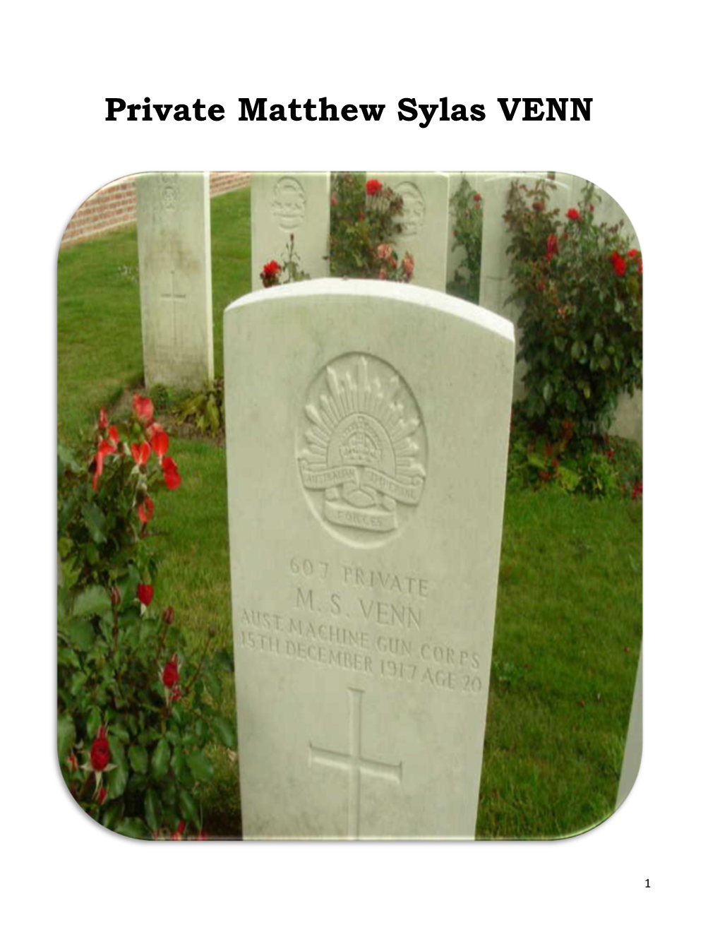 Private Matthew Sylas VENN