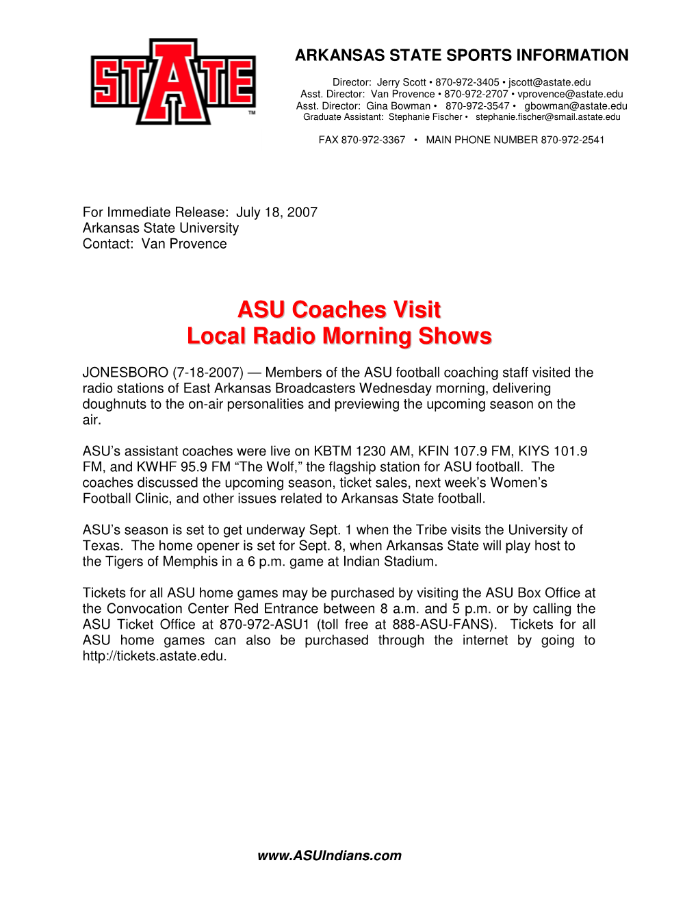 ASU Coaches Visit Local Radio Morning Shows