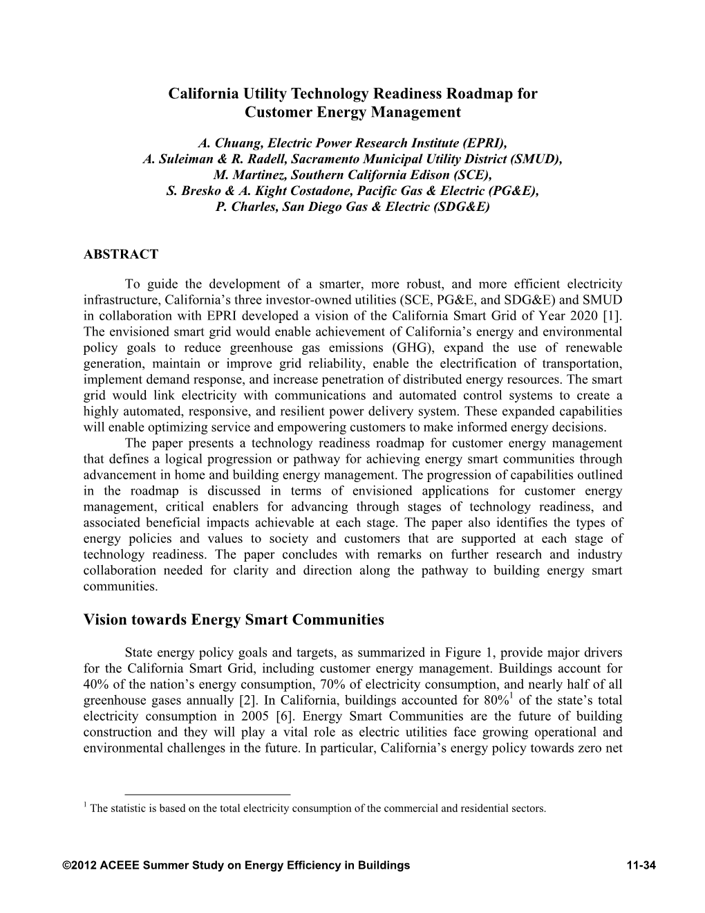 California Utility Technology Readiness Roadmap for Customer Energy Management