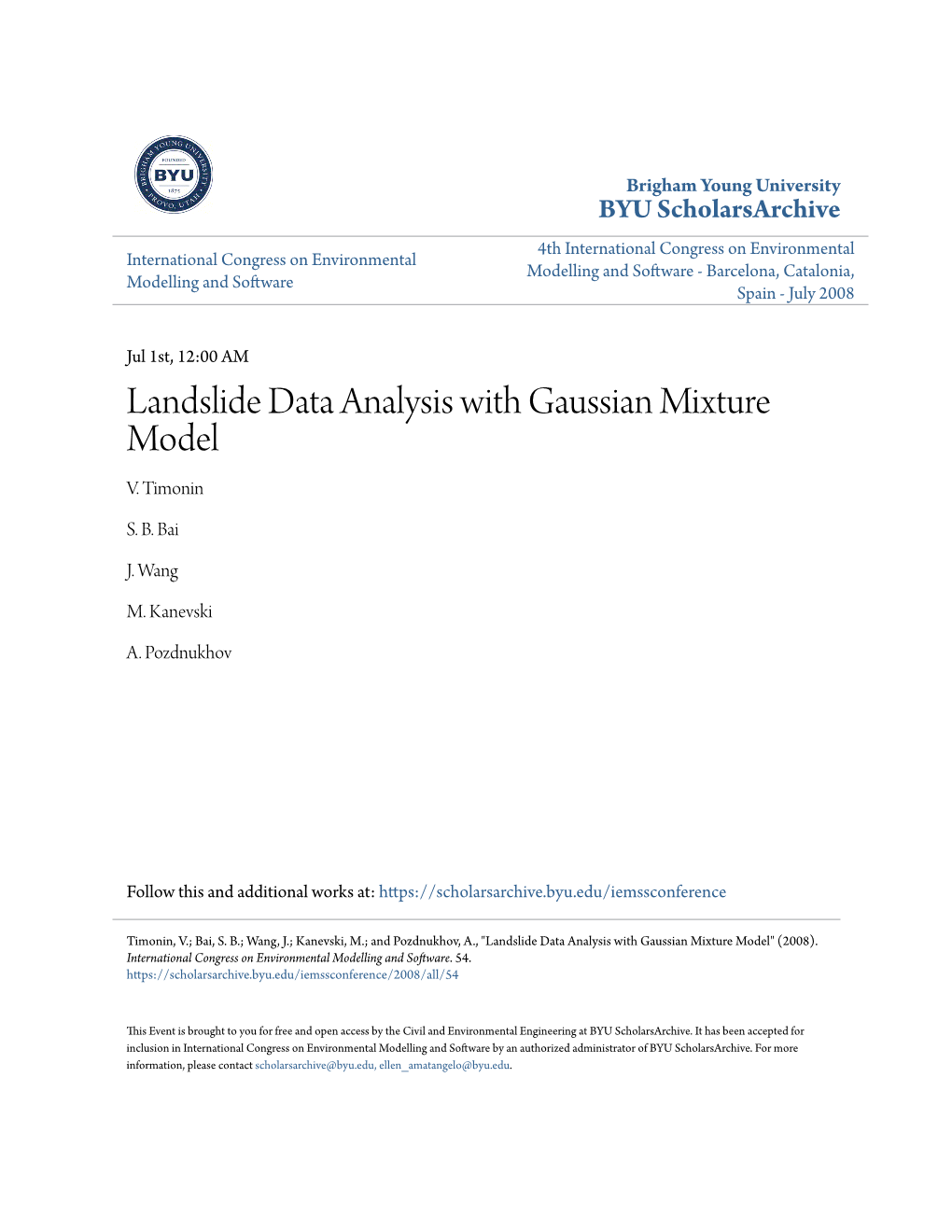 Landslide Data Analysis with Gaussian Mixture Model V