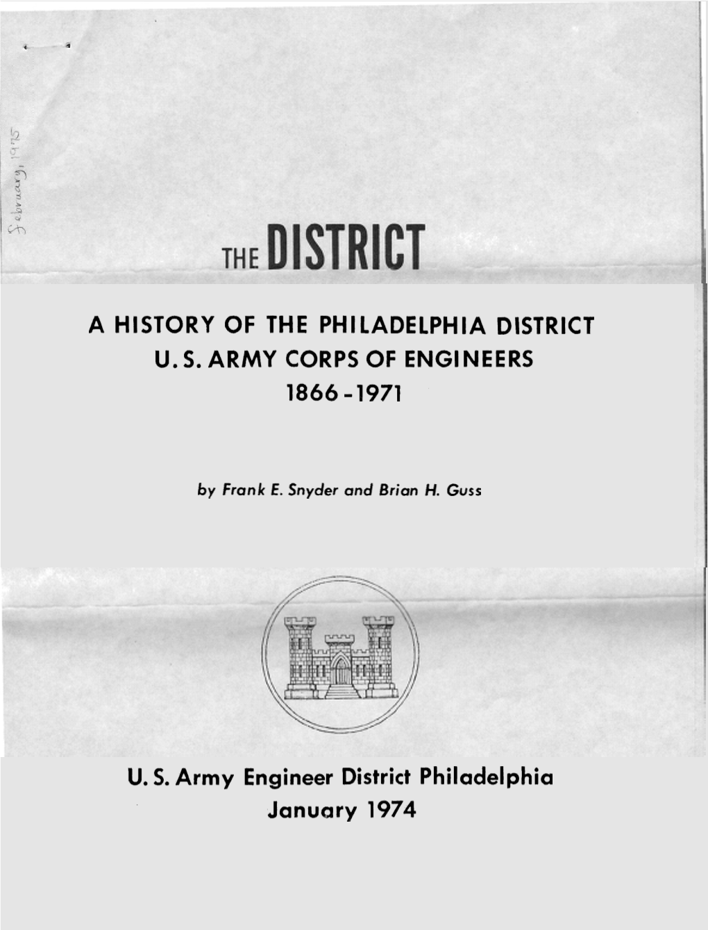 A History of the Philadelphia District Us Army Corps of Engineers 1866