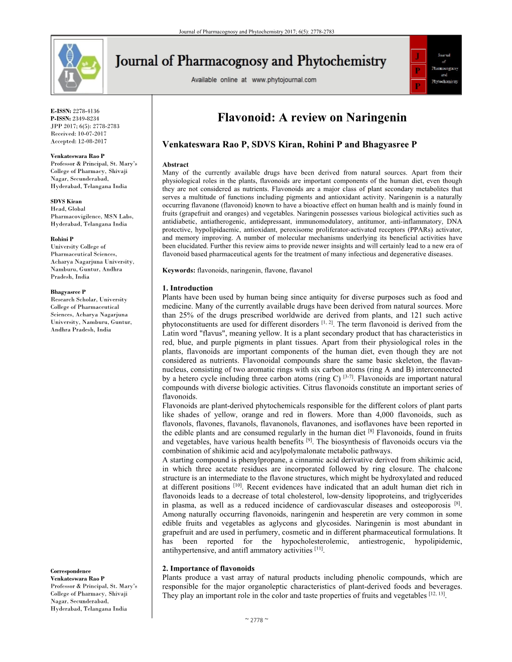 Flavonoid: a Review on Naringenin