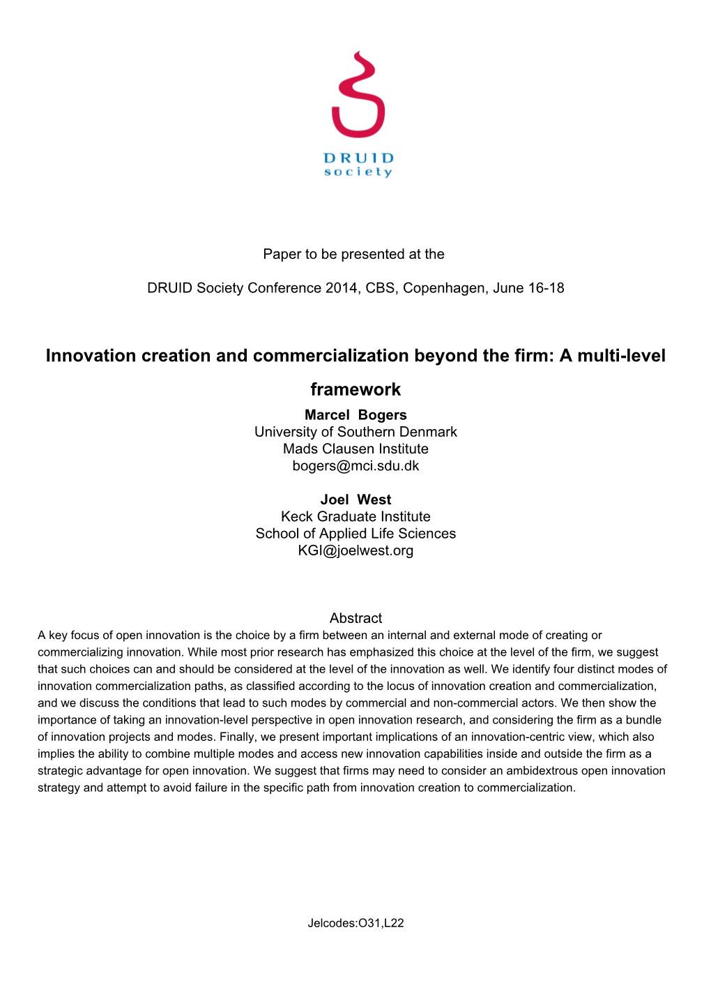 Innovation Creation and Commercialization