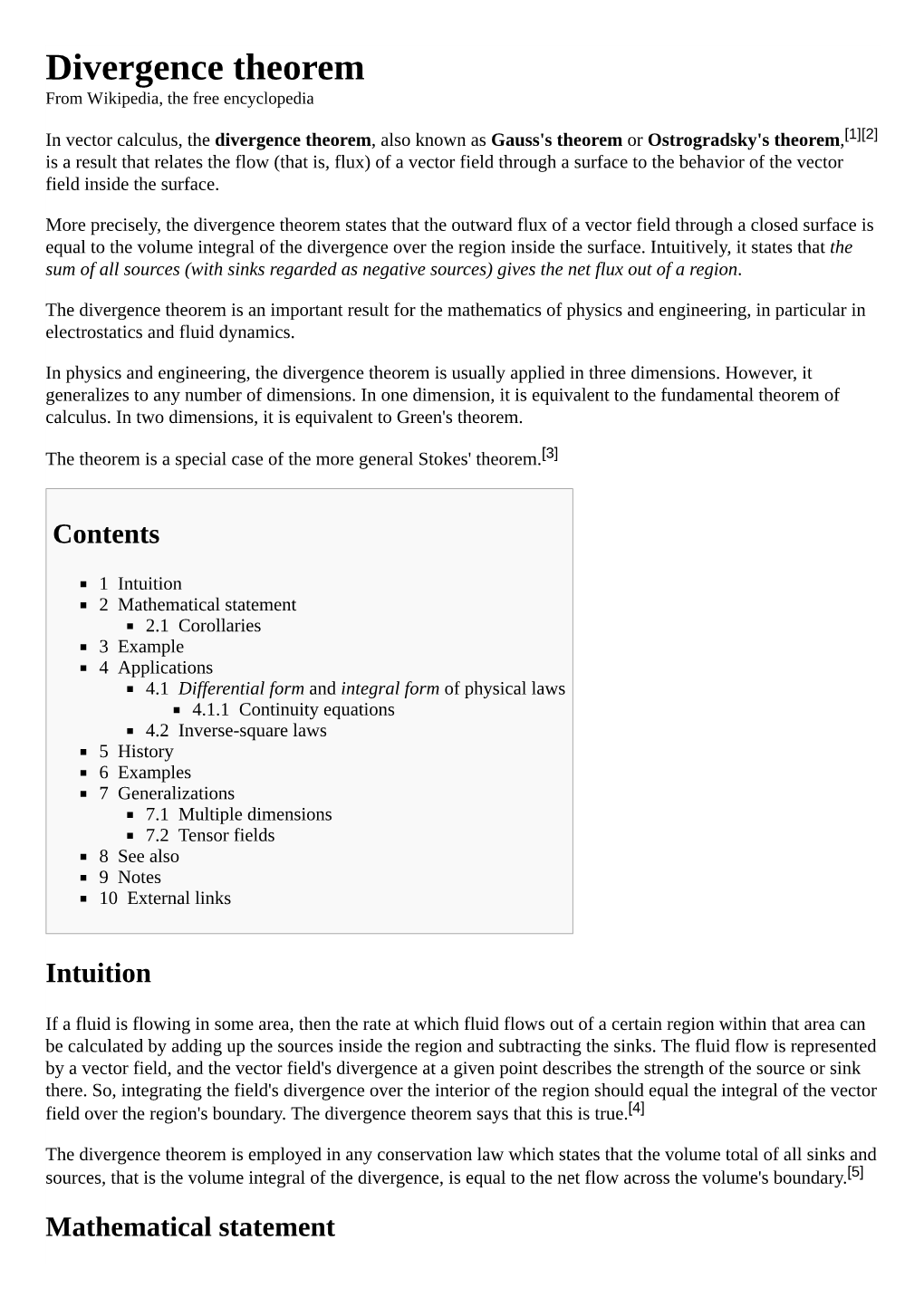 Divergence Theorem from Wikipedia, the Free Encyclopedia