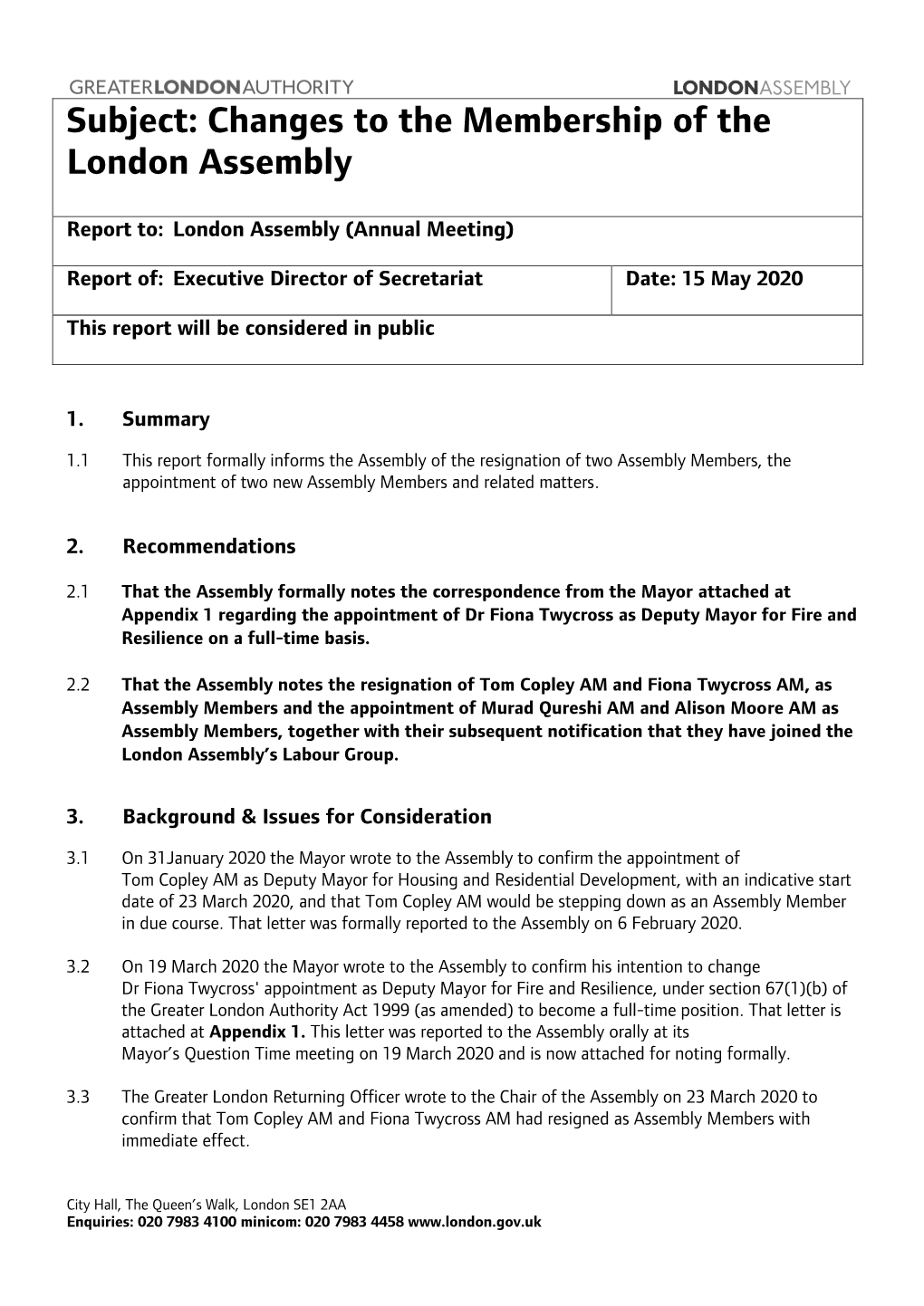 London Assembly Report