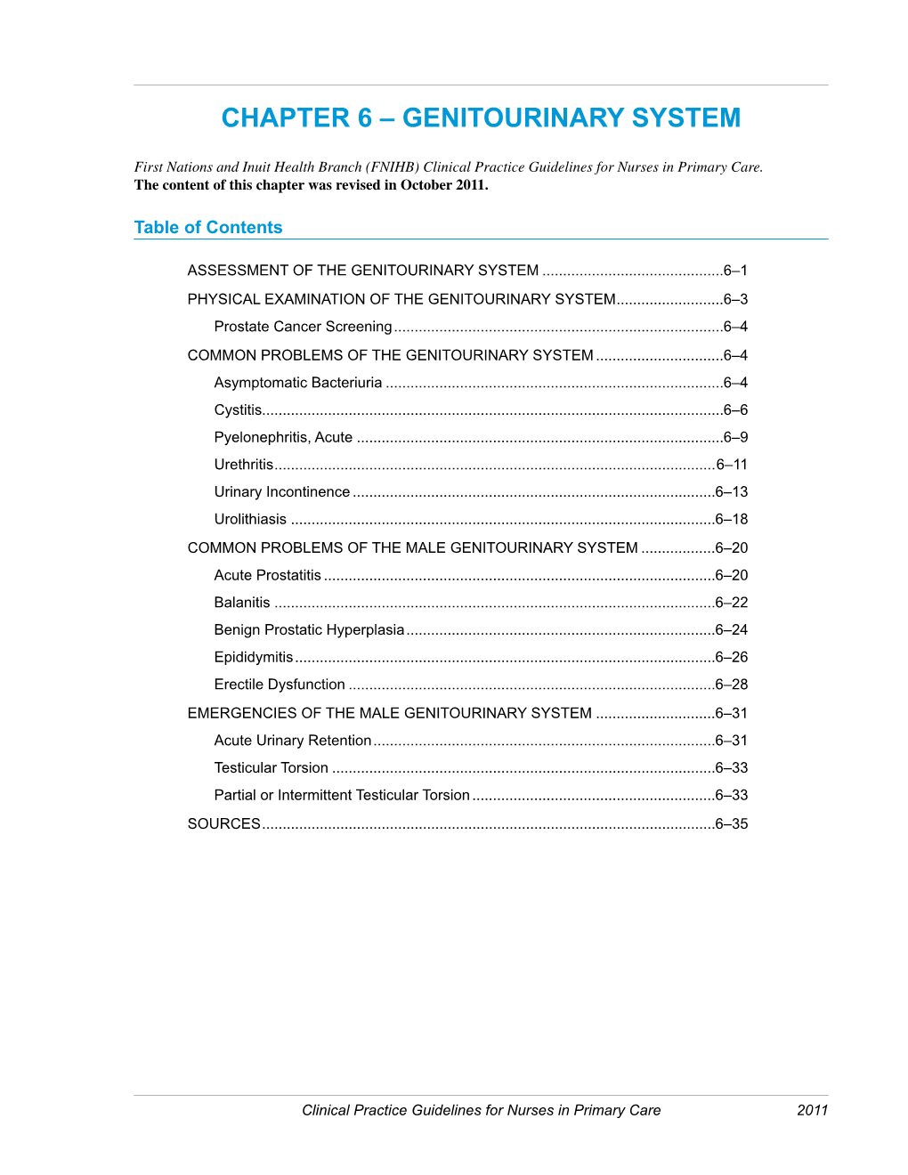 Chapter 6 – Genitourinary System