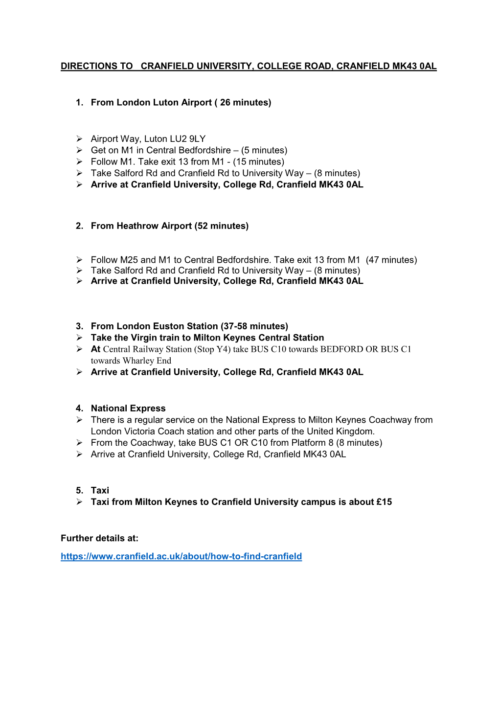 Afee June 2017 Directions & Accommodation Cranfield