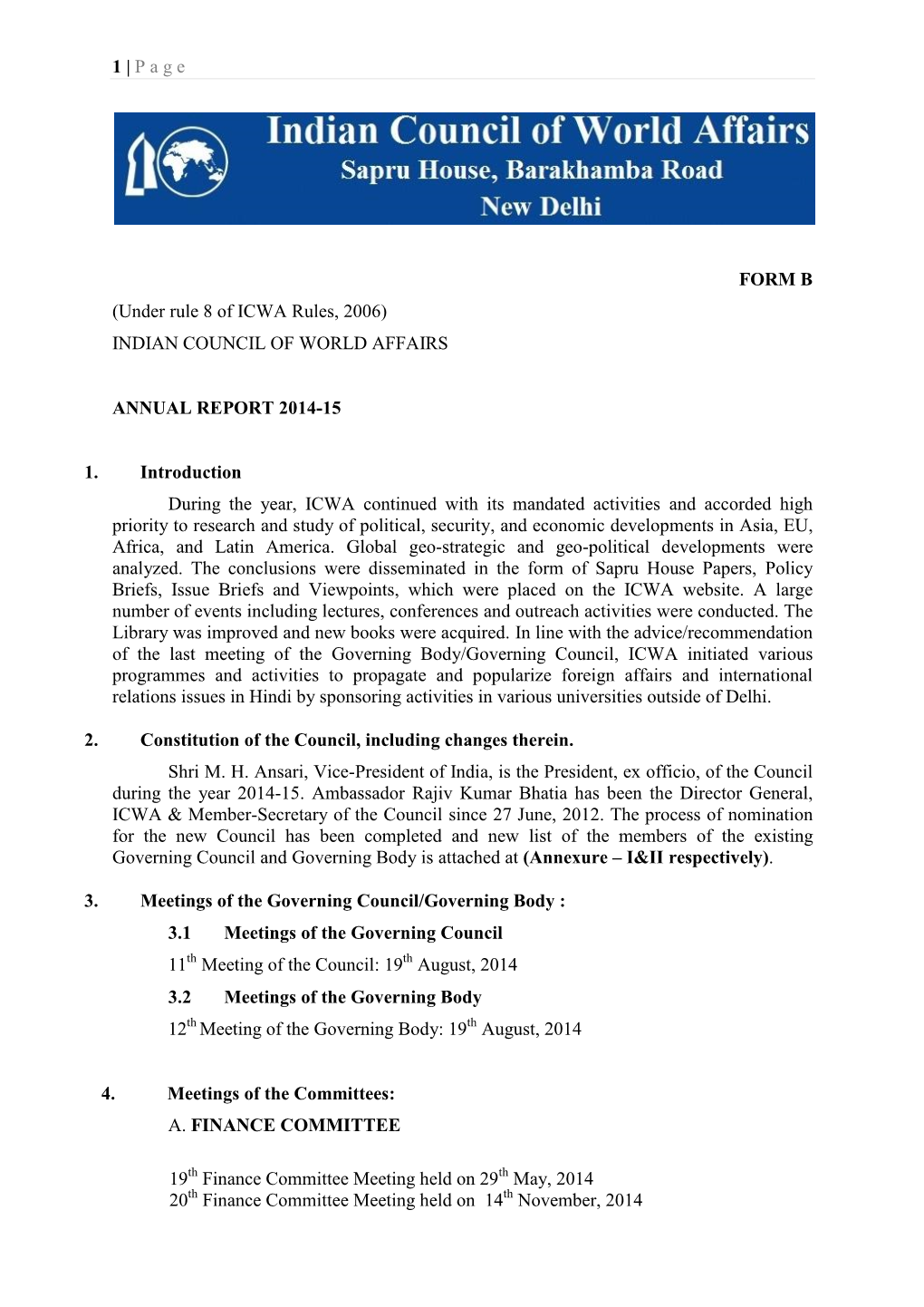 1 | Page FORM B (Under Rule 8 of ICWA Rules, 2006)