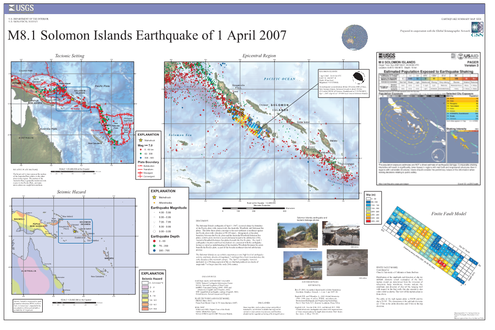 Tectonic Setting Seismic Hazard Epicentral Region Finite Fault Model