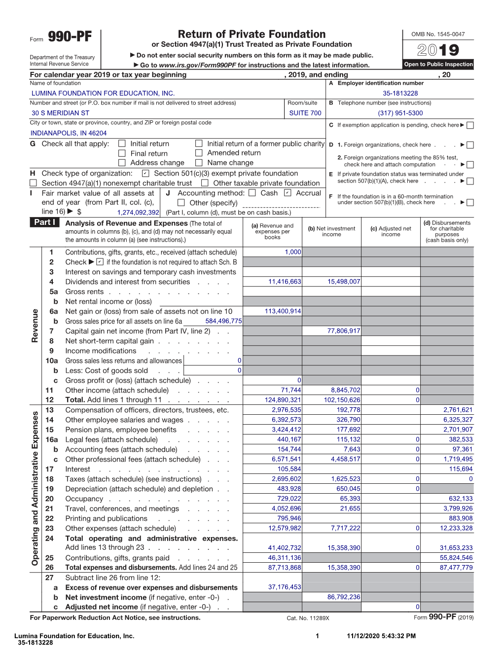 Return of Private Foundation OMB No