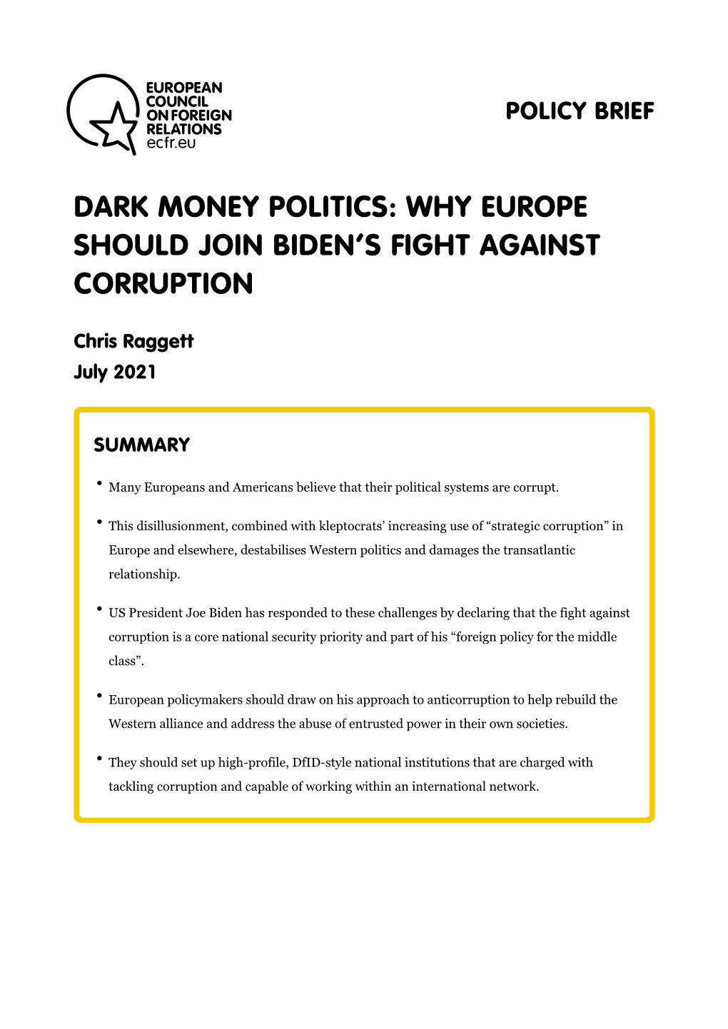 Dark Money Politics: Why Europe Should Join Biden's Fight Against