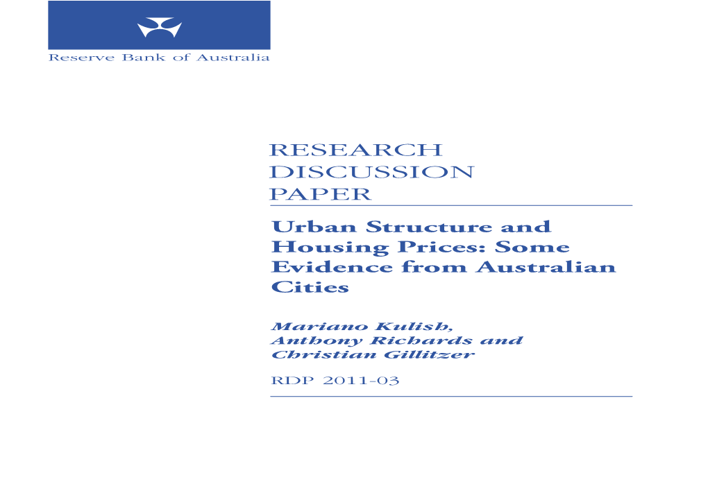 Urban Structure and Housing Prices: Some Evidence from Australian Cities