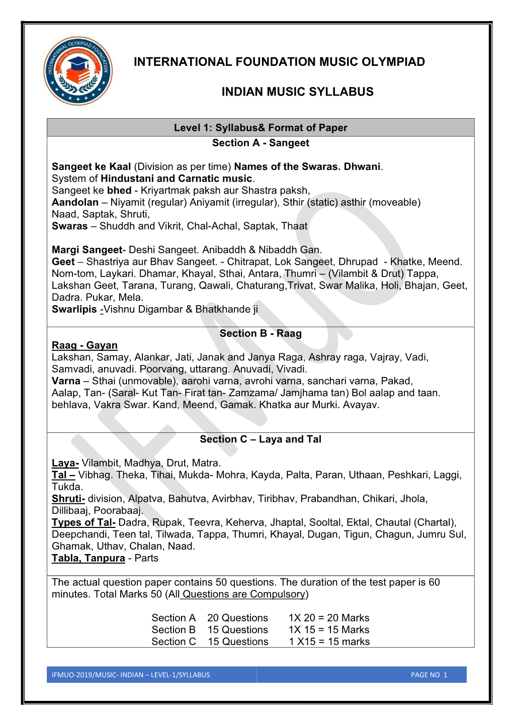 Indian Music Syllabus