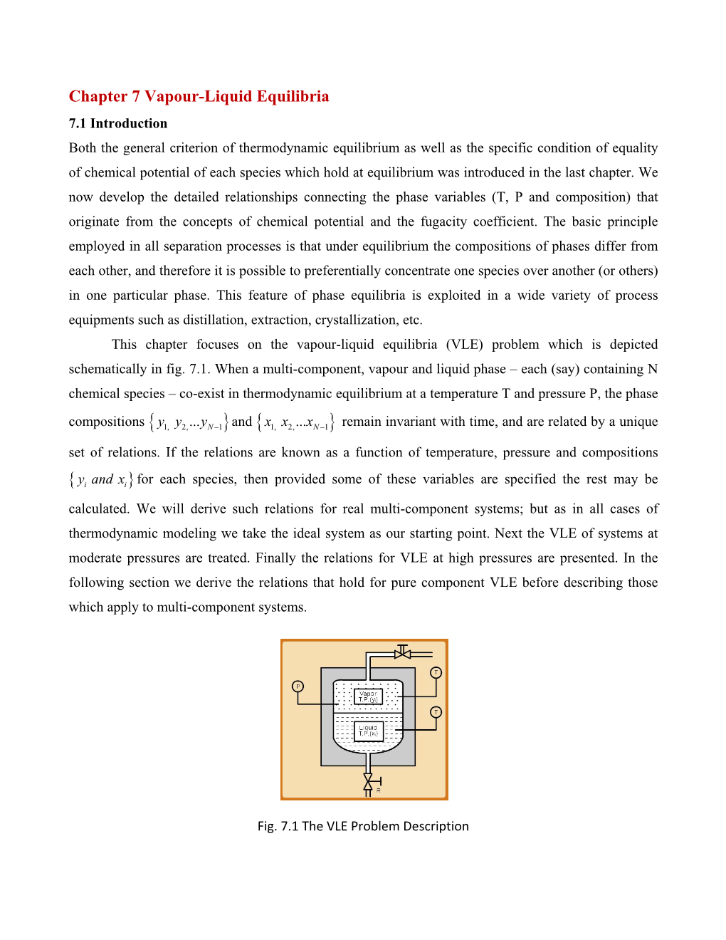 Chapter 7 Vapour-Liquid Equilibria