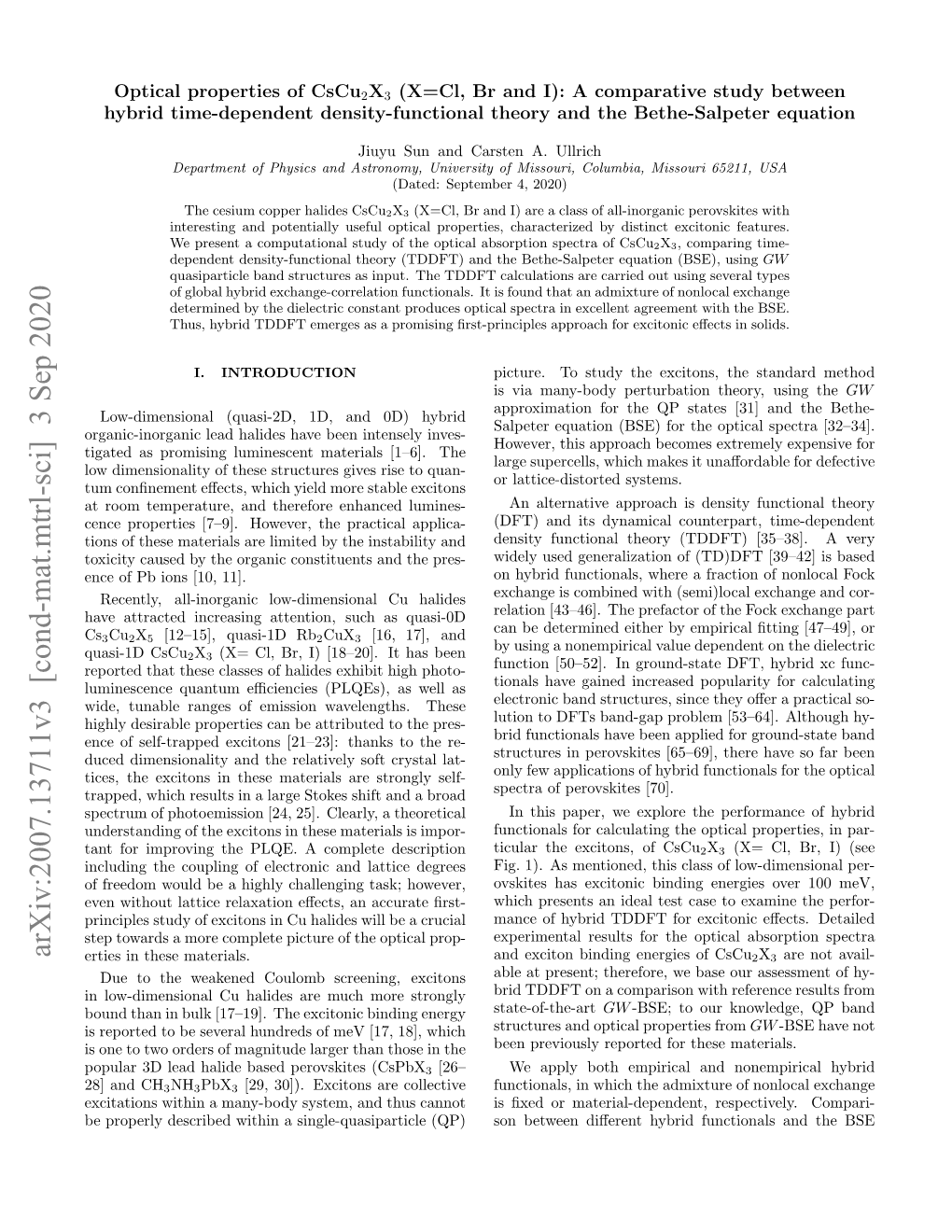 Arxiv:2007.13711V3 [Cond-Mat.Mtrl-Sci] 3 Sep 2020 Erties in These Materials