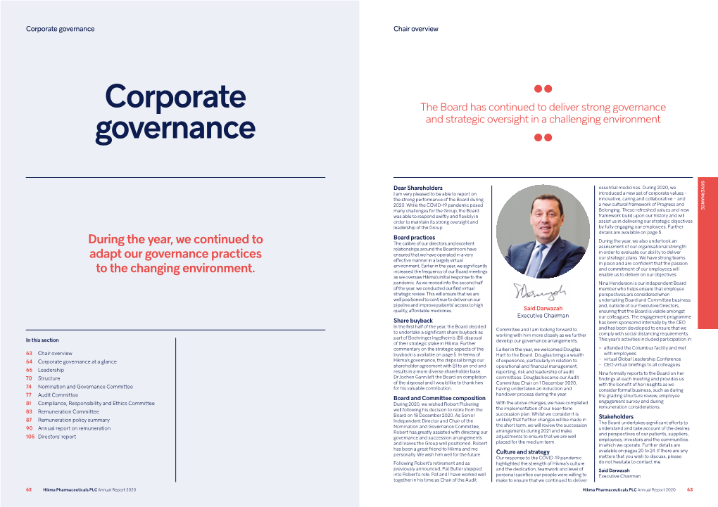 Corporate Governance Chair Overview