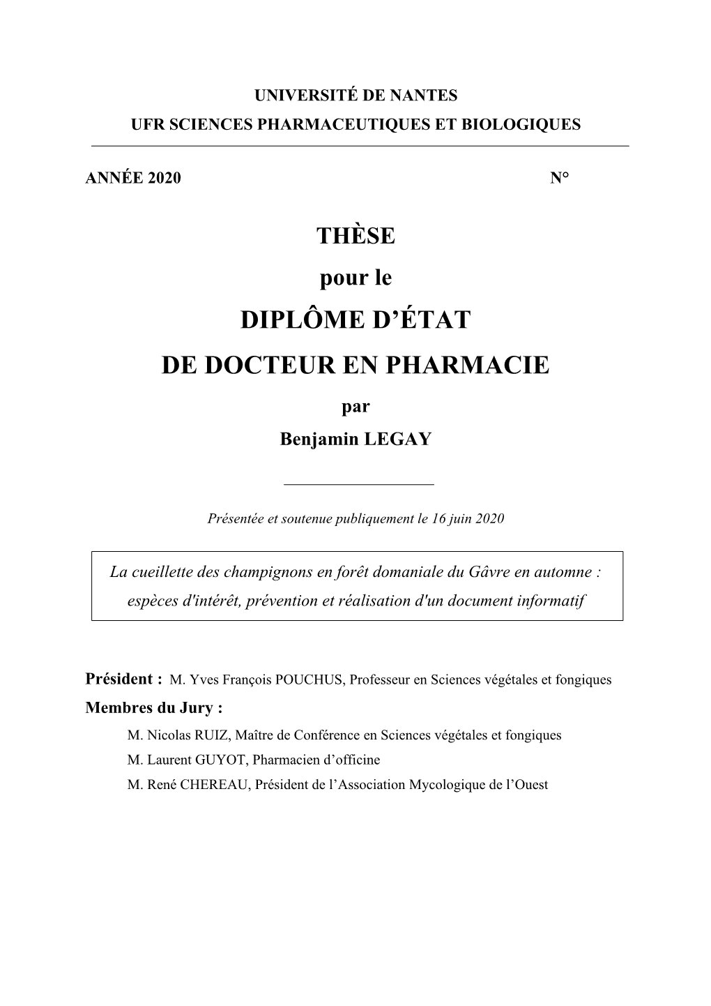 Diplôme D'état De Docteur En Pharmacie