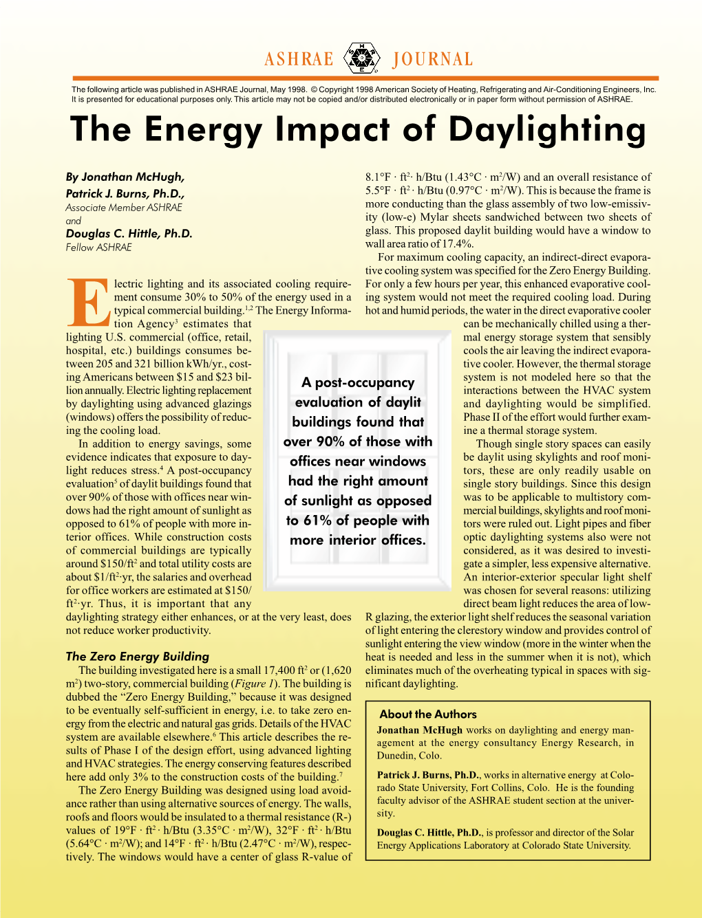 The Energy Impact of Daylighting