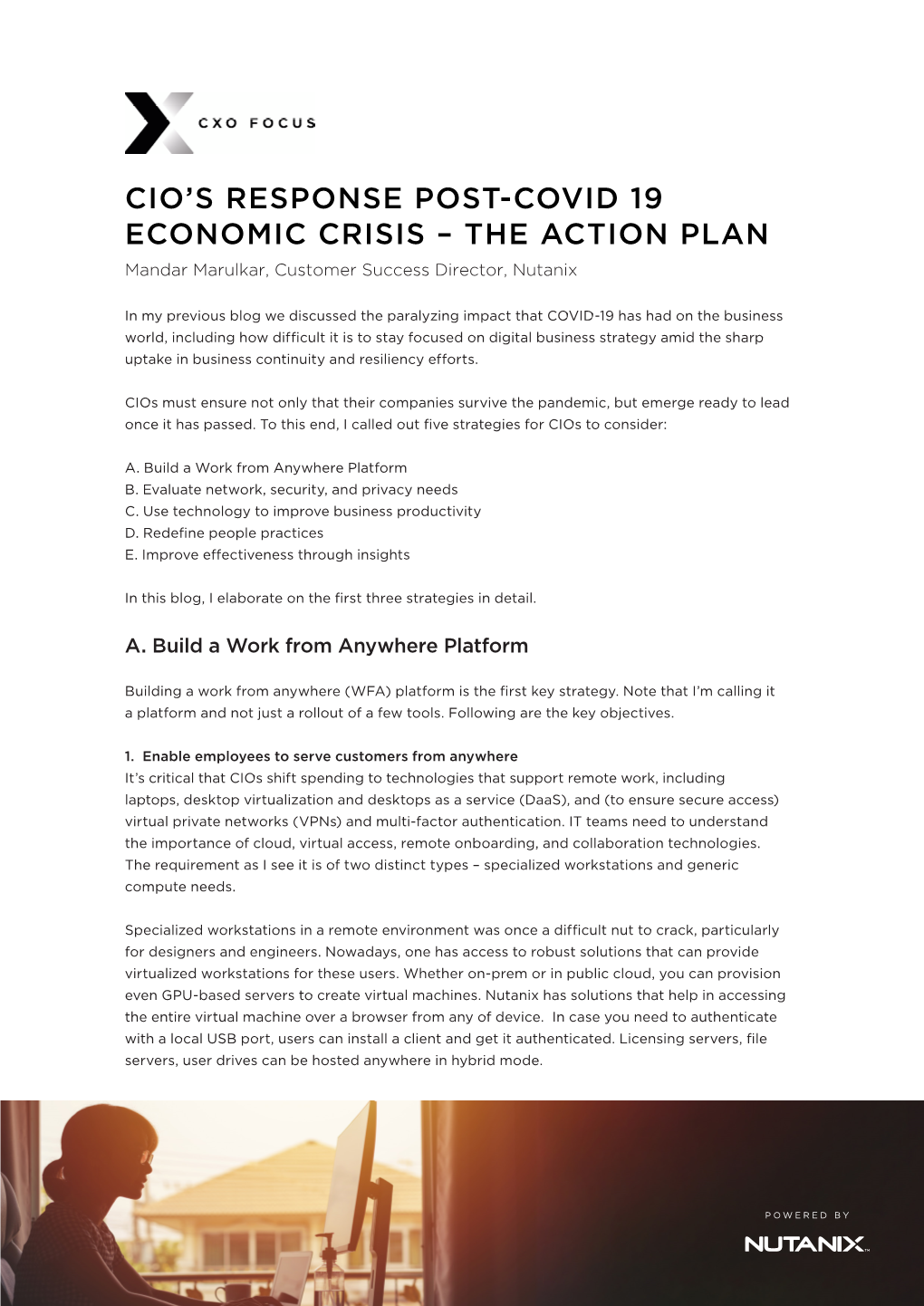 Cio's Response Post-Covid 19 Economic Crisis – the Action Plan
